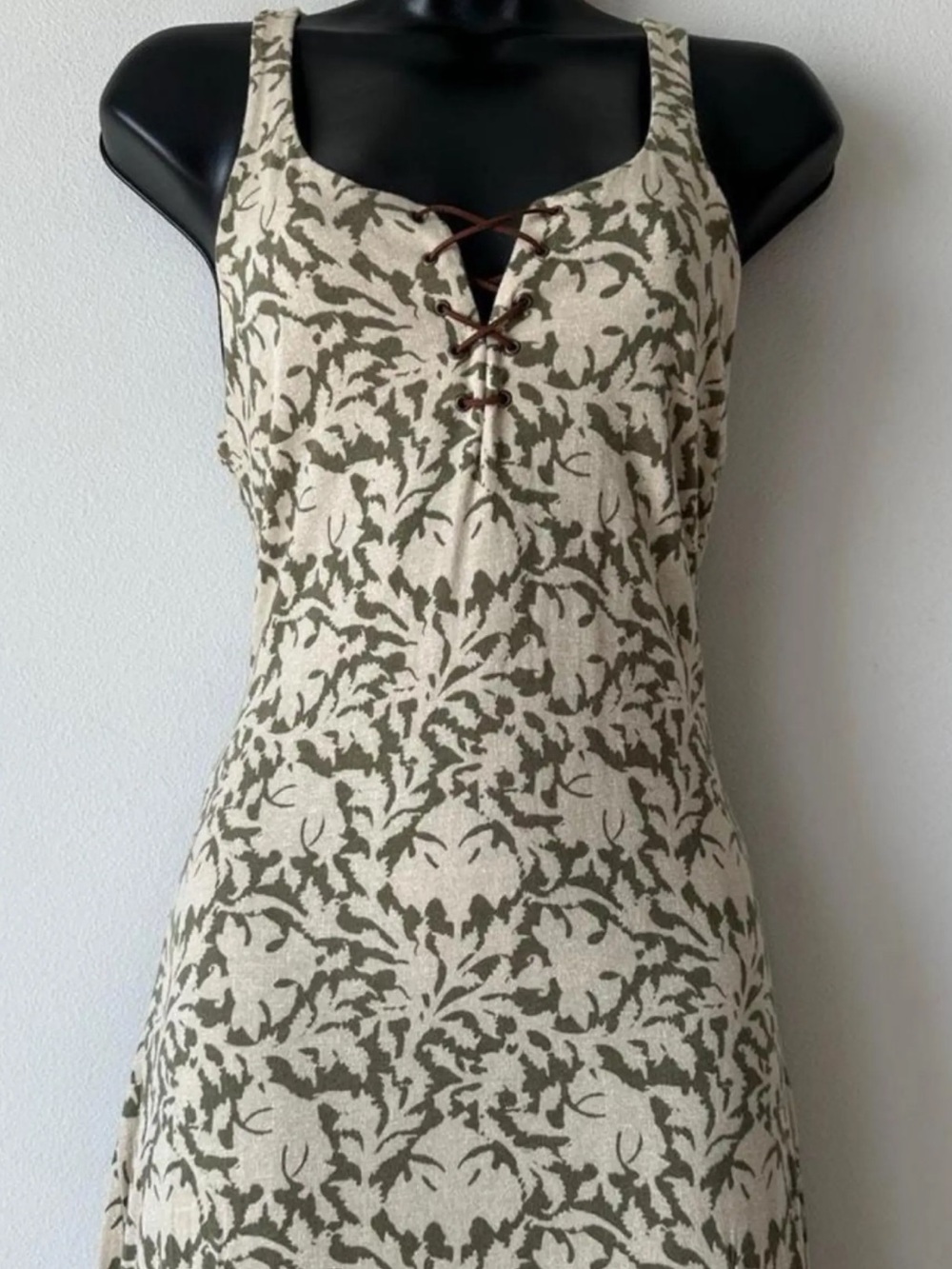 Ralph Lauren Cream Maxi Dress with Olive Botanical Print - Picture 2 of 6